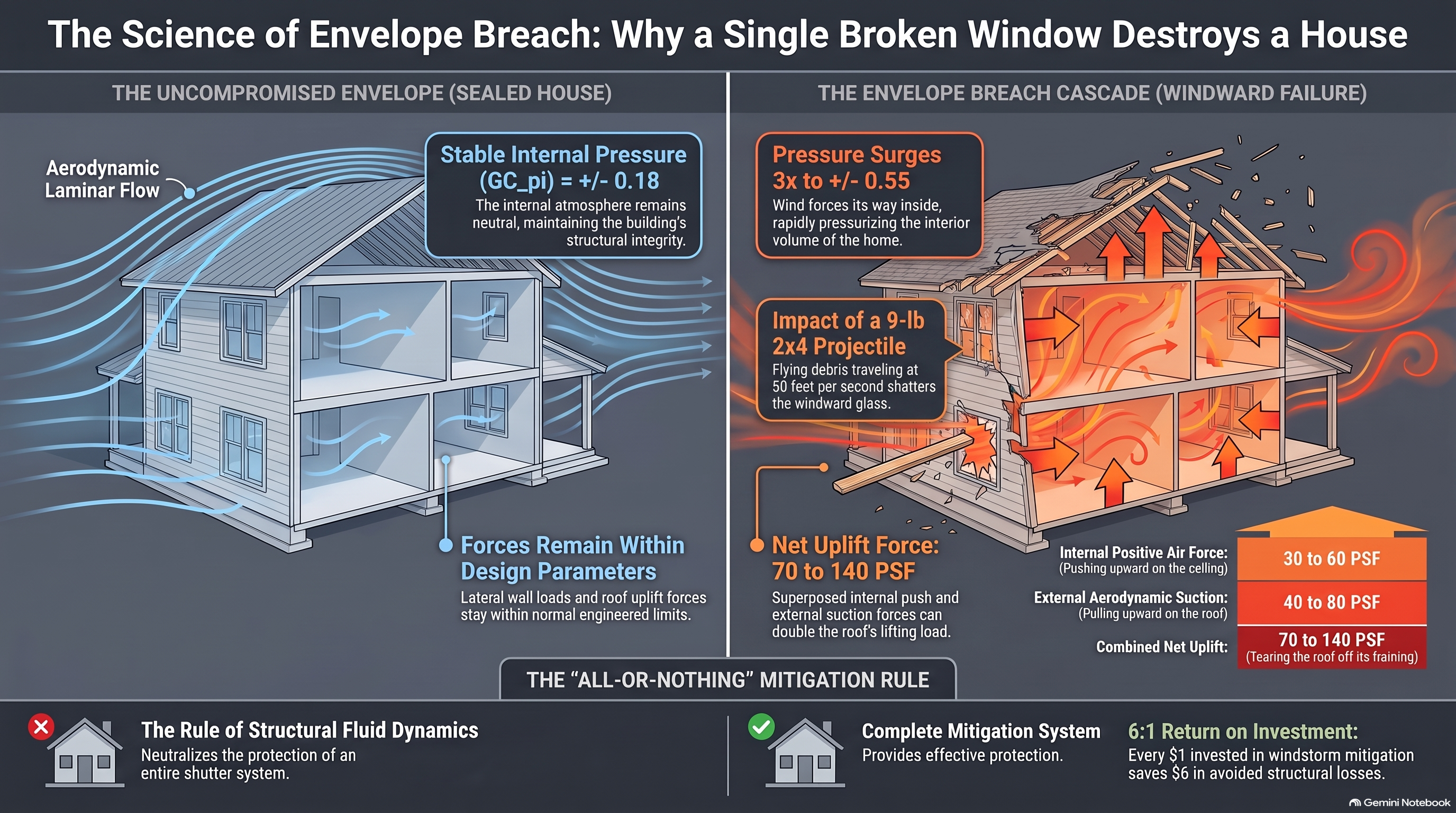 The science of envelope breach: how one broken window creates 70-140 PSF of net roof uplift